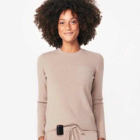 Figs Sweaters - Wear Figs Knit Loungewear Sweater Latte Tan Cozy